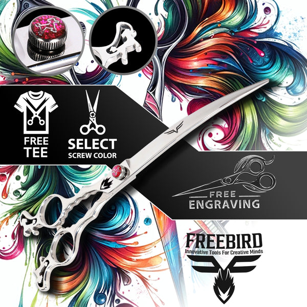 Left Handed Curved "Revolution Dogz Professional Grooming Shears Flippable" Available Sizes: 7", 8", 9