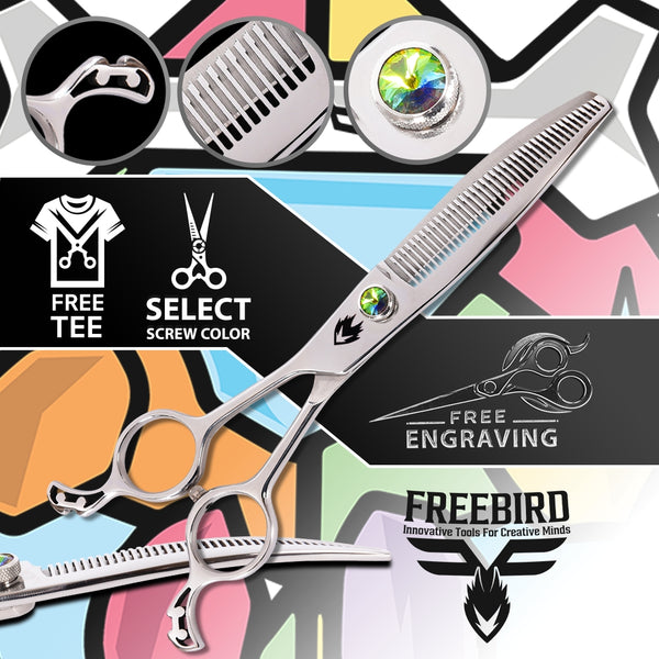 BoneZ™ Left Handed Curved Fine 41T" Grooming Thinning Shears