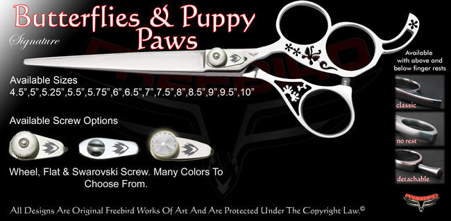 Butterflies & Puppy Paws 3 Hole Signature Grooming Shears