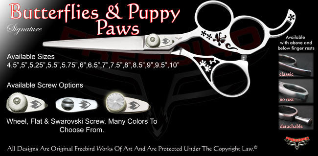 Butterflies & Puppy Paws 3 Hole Signature Hair Shears