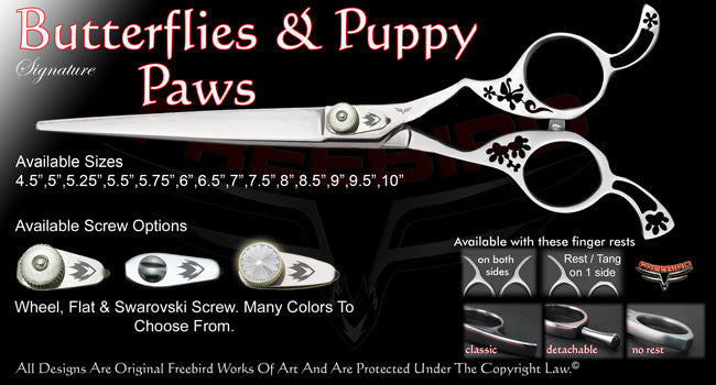 Butterflies & Puppy Paws Straight Signature Grooming Shears