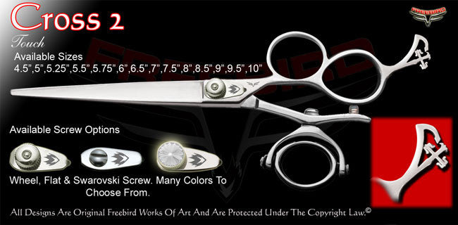 Cross 2 3 Hole Double V Swivel Touch Grooming Shears
