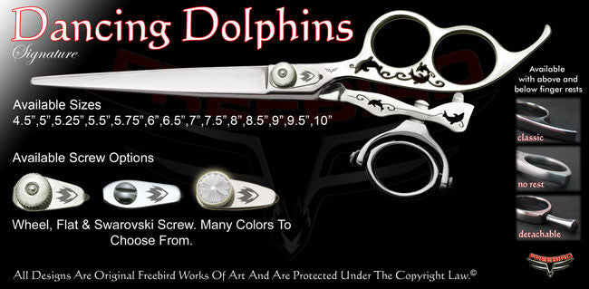 Dancing Dolphins 3 Hole Double Swivel Thumb Signature Grooming Shears