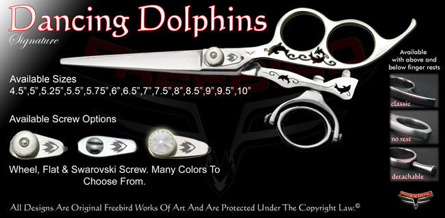 Dancing Dolphins 3 Hole Double Swivel Thumb Signature Hair Shears