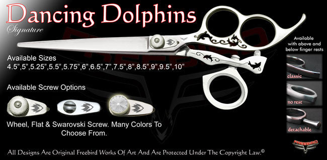 Dancing Dolphins 3 Hole Swivel Thumb Signature Grooming Shears