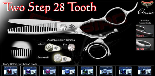Double Swivel 28 Tooth Two Step Thinning Shears