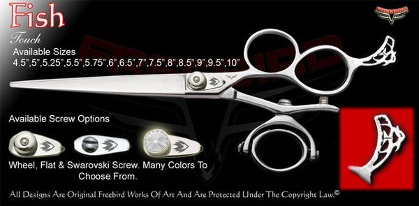 Fish 3 Hole Double V Swivel Touch Grooming Shears