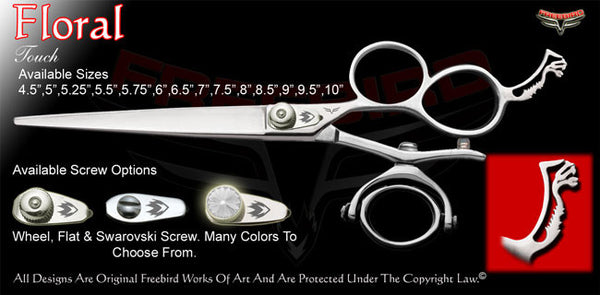 Floral 3 Hole Double V Swivel Touch Grooming Shears