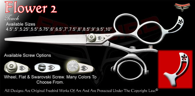Flower 2 3 Hole Double V Swivel Touch Grooming Shears