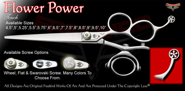 Flower Power 3 Hole Double V Swivel Touch Grooming Shears