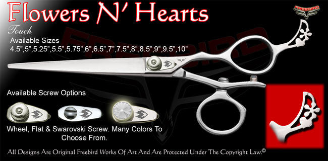 Flowers N Hearts V Swivel Touch Grooming Shears