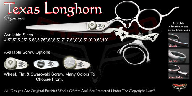 Texas Longhorn 3 Hole Double Swivel Thumb Signature Hair Shears