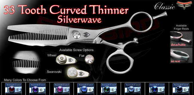 V Swivel 33 Tooth Curved Thinning Shears