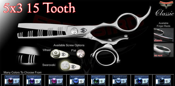 Double Swivel 5x3 15 Tooth Thinning Shears